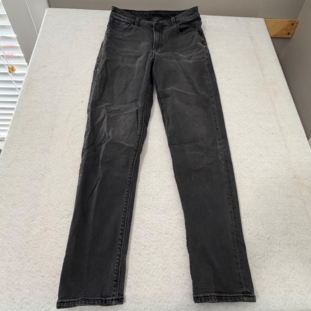 American Eagle Womens Mom Jeans Washed Black High Rise Stretch Denim Size 2 Reg